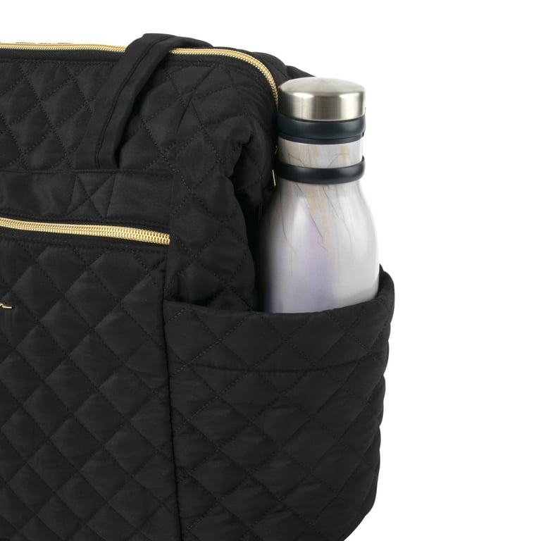 Jessica Simpson Multi-Pocket Diaper Bag Tote, Large Black Diamond
