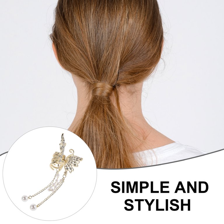 ? Awesome Metallic Butterfly Tassel Hair Claw ? Amazon.com : 4 PACK Metal Big Gold Butterfly Hair Clips  main image 4