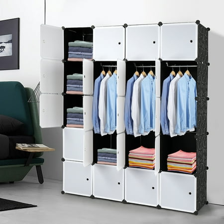 20 Cube Portable Closet Storage Organizer Clothes Wardrobe Cabinet W/Doors