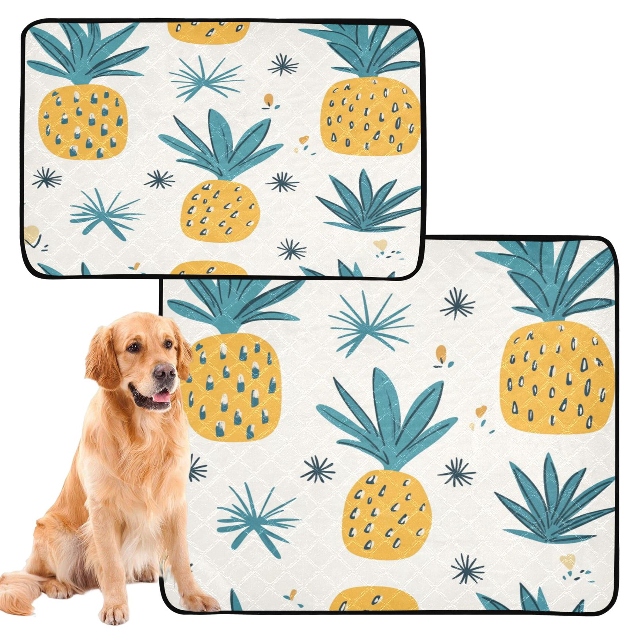 Qxltty Illustration Of Pineapples with White Background Cat litter Pads Pet Set of 3 Diaper Mats Center Anti-leakage Layer Absorbent Soft and Comfortable