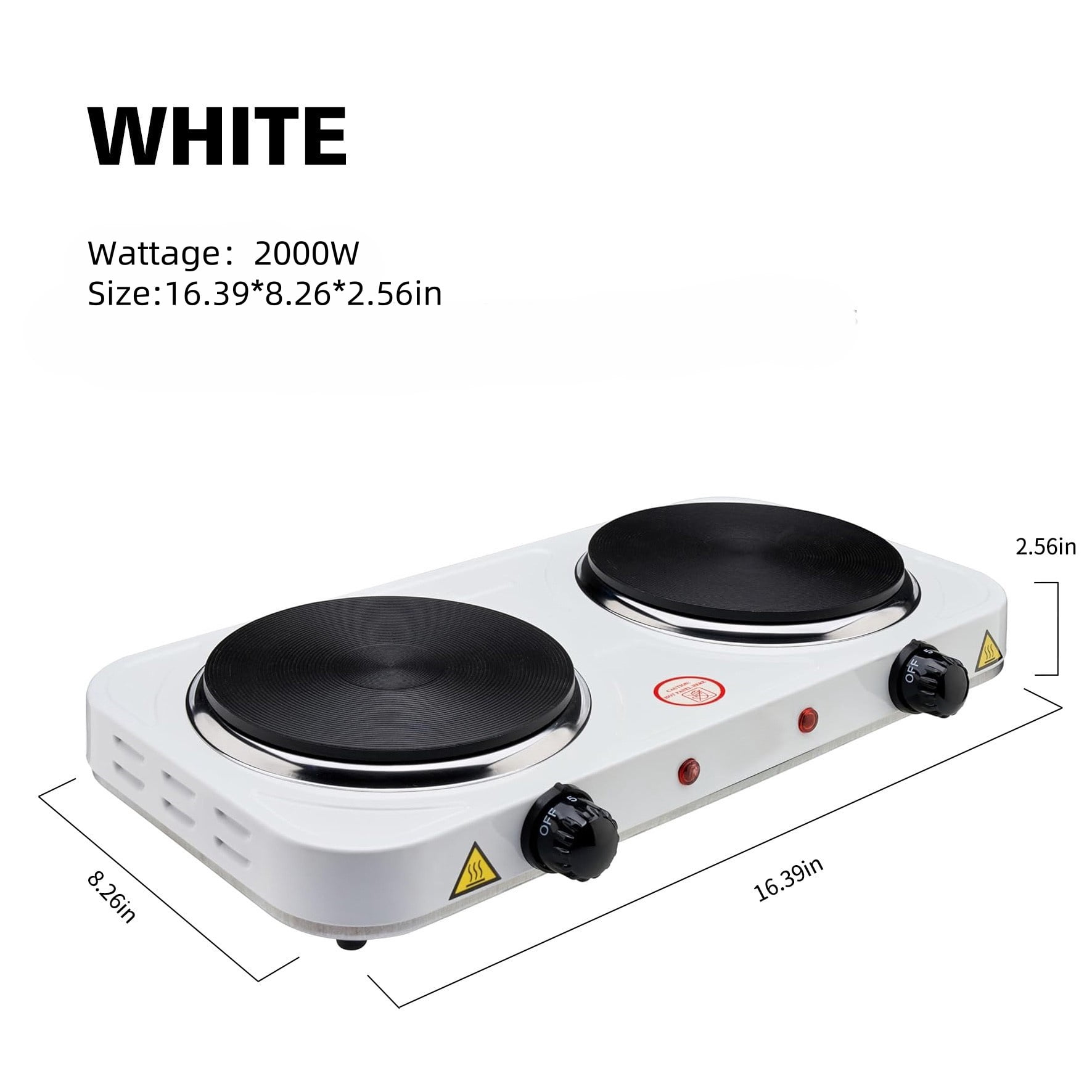 Electric Hot Plate, 2200W Countertop Burner,Cast Iron 2 Burners ,Portable Electric Stove , Portable Double Burners for Cooking,Easy to Clean, White.