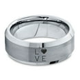 thumbnail image 2 of Tungsten Love Heart Pleasure Positive Emotions Band Ring 8mm Men Women Comfort Fit Gray Step Bevel Edge Brushed Polished, 2 of 4