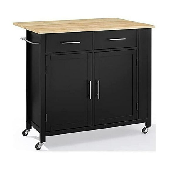 Crosley Brands Savannah Wood Top Drop Leaf Kitchen Island/Cart Black
