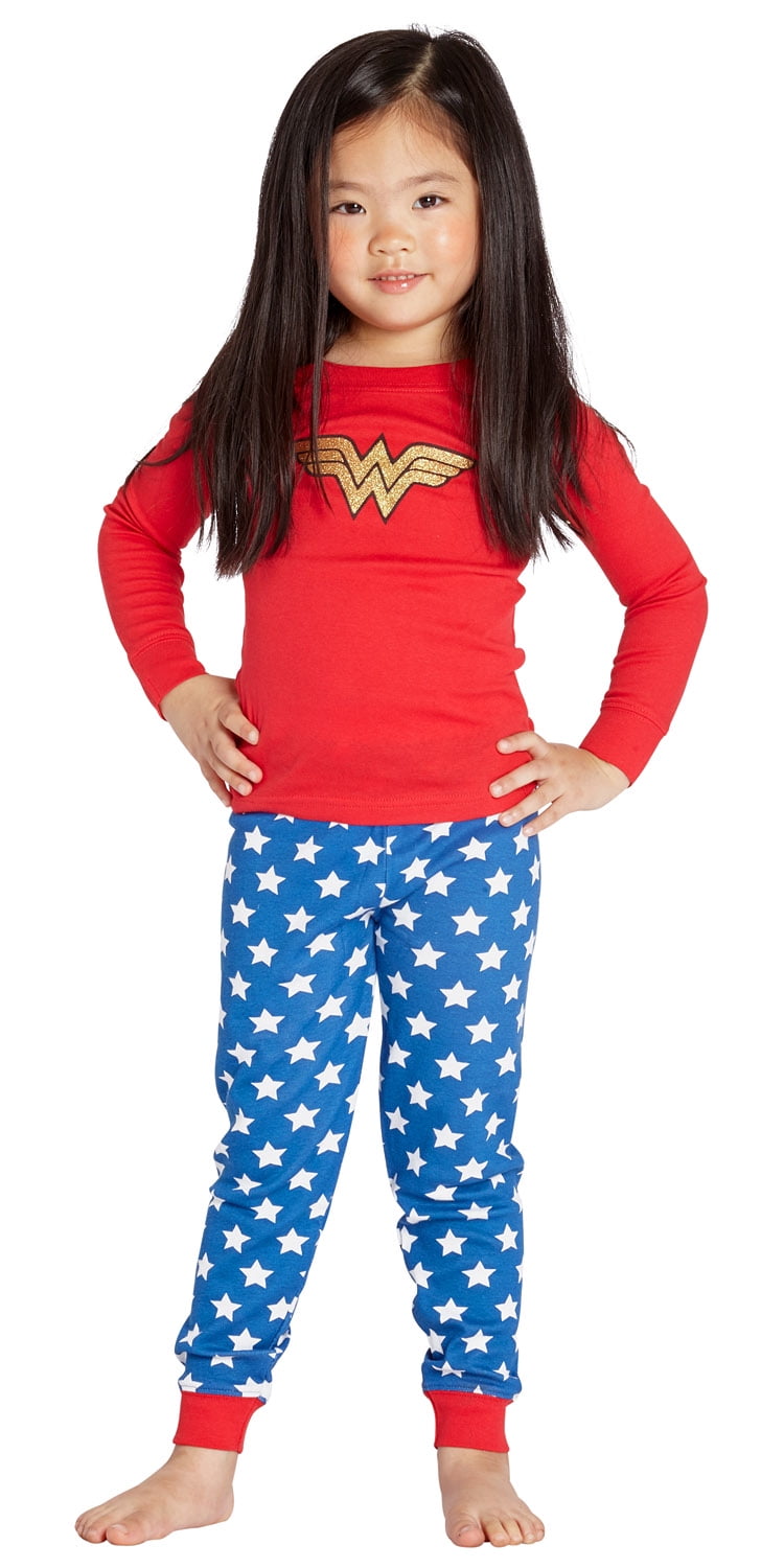 DC Comics Big Girls' Wonder Woman Glitter Crest Pajama Short Set 