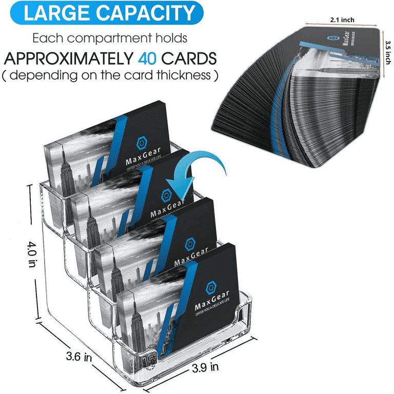 10 Pack Clear Acrylic Slatwall Business Card Holders - Single Pocket, No Assembly, For 3.5x2 Inch Cards