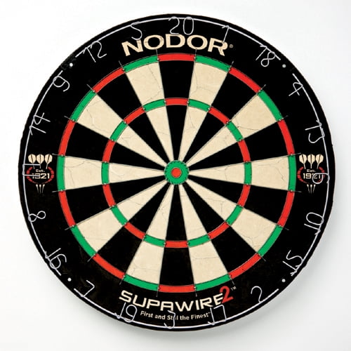 Nodor Jeu de Fléchettes à Poils Supawire 2 Premium - Bullseye Sans Agrafes avec une Plus Grande Zone Cible et des Sorties de Rebond Réduites