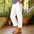 thumbnail image 4 of Outfmvch cotton linen pants women Gauze Drawstring Pull On Pants Women's Culottes Boho Wide Leg High Waist Baggy Pants Women Resort Wear for Women Gaucho Pant Linen Beach Pants Lace Side White XL, 4 of 4