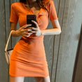 thumbnail image 5 of Women's Long Sleeve Pleated Loose Swing Casual Dress with Pockets Knee Length, 5 of 5