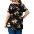 thumbnail image 5 of a.Jesdani Womens Plus Size Tunic Tops Short Sleeve Casual Floral Henley Shirts m-4x, 5 of 11