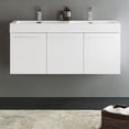 thumbnail image 4 of Fresca Vista 48" Walnut Wall Hung Double Sink Modern Bathroom Cabinet with Integrated Sink, 4 of 7