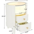 thumbnail image 2 of Tribesigns Modern Nightstand with LED Light, 2-Drawer Oval Nightstand with Glass Tabletop and Open Shelve for Bedroom, Living Room, Dressing Room, Lvory White, 2 of 5