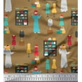 thumbnail image 1 of Soimoi Brown Poly Georgette Fabric Accessories Fashion Printed Fabric 1 Yard 42 Inch Wide, 1 of 3