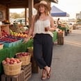 thumbnail image 7 of Petite Capri Pants Womens Wide Leg Palazzo 2026 Summer Casual Pull on High Waisted Barrel Lounge Flowy Cropped Beach Work Trousers Black M, 7 of 7