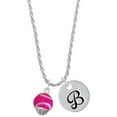 thumbnail image 1 of Delight Jewelry Silvertone Hot Pink Softball with Stitching Spinner Silvertone Script Initial Disc - B - Charm Necklace, 20"+3", 1 of 4