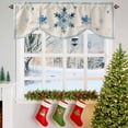 thumbnail image 3 of Gradient Navy Winter Snowflakes Tie Up Valances Curtain, Blue Stripes Christmas Vintage Adjustable Rod Pocket Short Window Treatment Tie Up Curtains Valances for Kitchen Living Room Bathroom 54x18 In, 3 of 9