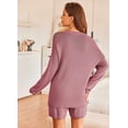thumbnail image 4 of Ekouaer Sweater Sets Women 2 Piece Lounge Sets Long Sleeve Knit Pullover Tops Short Wide Leg Pants, 4 of 6
