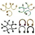 thumbnail image 2 of HOOUN Horseshoe Bar Lip Nose Septum Ear Ring Body Piercing Jewelry Stainless S-qy_-Gold-Sharp, 2 of 9