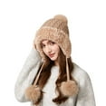 thumbnail image 2 of KANG Knitted Hat With Triple Pom Poms Fleece Lined Warm Winter Ear Cold Weather, 2 of 4
