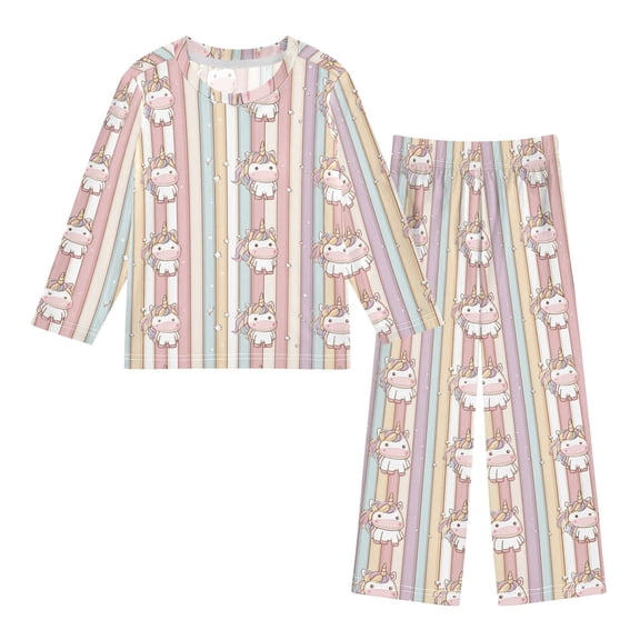 Unicorn Cozy Soft Long Sleeves Top and Pants 2 Piece Cool Pjs Pajamas Set Sleepwear Size 3-11Y