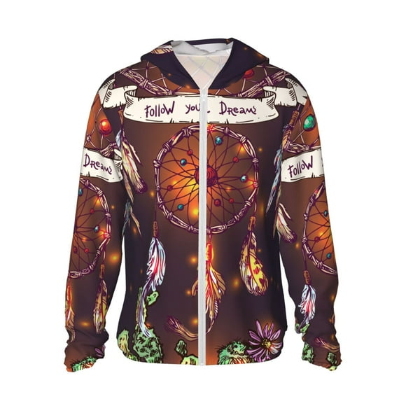 Vsdgher Beau Attrape-Rêves1 Imprimé Sweat à Capuche Adulte pour Hommes Femmes, Manches Longues Protection Solaire Pêche pour Course Natation-TTG