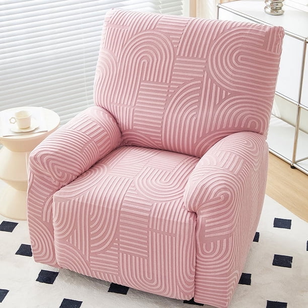 Nvzi Funda de sofá elástica de jacquard para 1 asiento, funda de sillón reclinable rosa para sala de estar, fácil de instalar, lavable, protector de sofá
