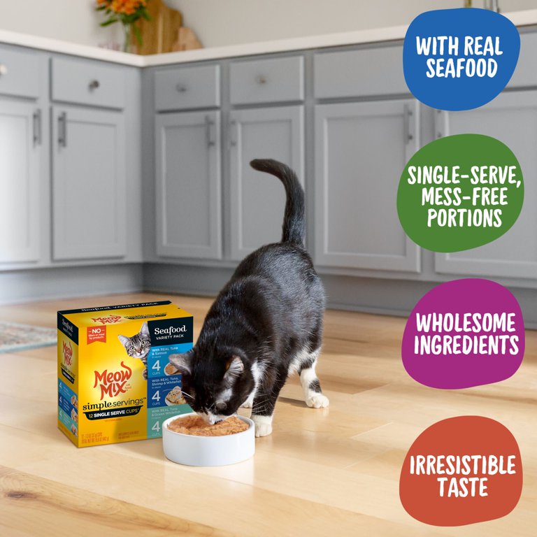 Meow Mix Simple Servings Wet Cat Food Seafood Variety Pack 1.3