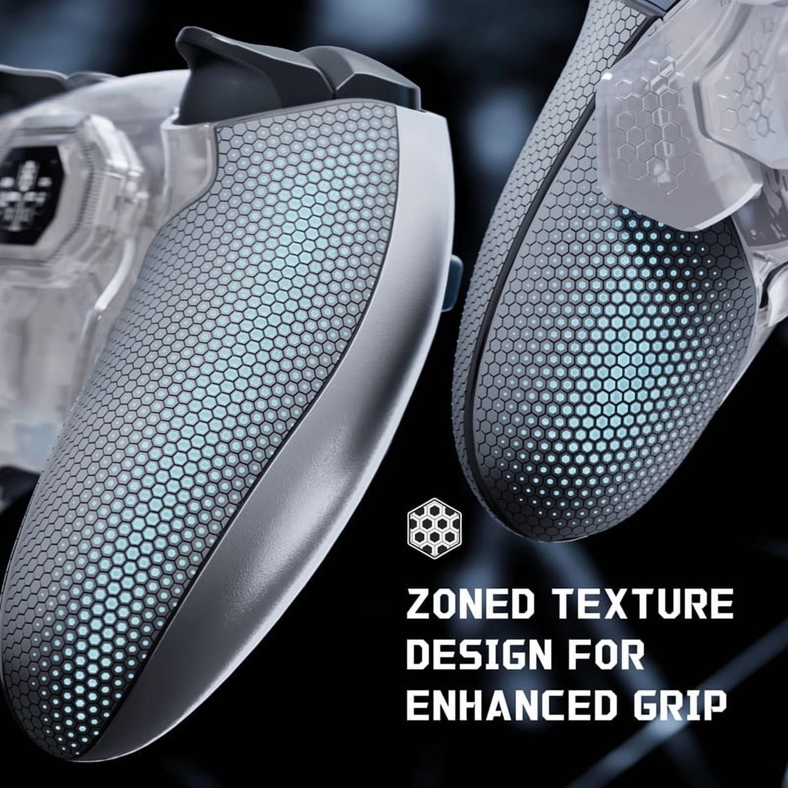 eXtremeRate BEYOND Kit for PS5 Edge - OLED Display Paddles w/ 4 Remappable Buttons & Rubberized Grip (Clear & Gray)