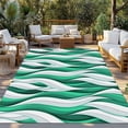 thumbnail image 2 of Green White Moire Outdoor Rug for Patio/Deck/Porch, Non-Slip Large Area Rug 4 x 6 Ft, Modern Abstract Art Indoor Outdoor Rugs Washable Area Rugs, Reversible Camping Rug Carpet Runner, 2 of 8