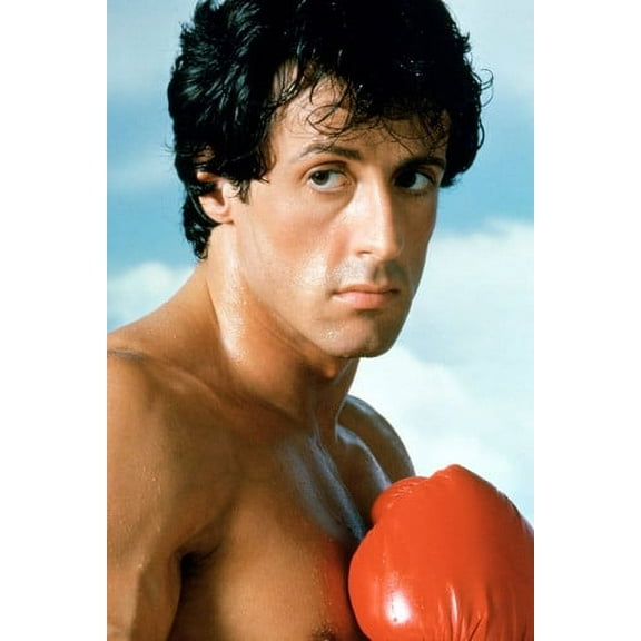 Sylvester Stallone in Rocky II barechested with red boxing gloves iconic pose 24x36 Poster