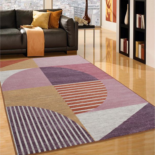 RugSmith Mondrian Mustard MidCentury Geometric Area Rug, 5' x 7