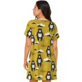 thumbnail image 2 of Bixox Cartoon Bear Yellow Pattern Women's Nightgown, Soft & Breathable Sleepwear, Round Neck Knee-Length Pajama Dress,Loungewear for Home & Sleep, 2 of 7