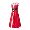 thumbnail image 6 of Christmas Dress for Women, Christmas Style Pattern Lace Sleeveless Round Neck Midi Dress for Holiday Christmas Party, 6 of 9