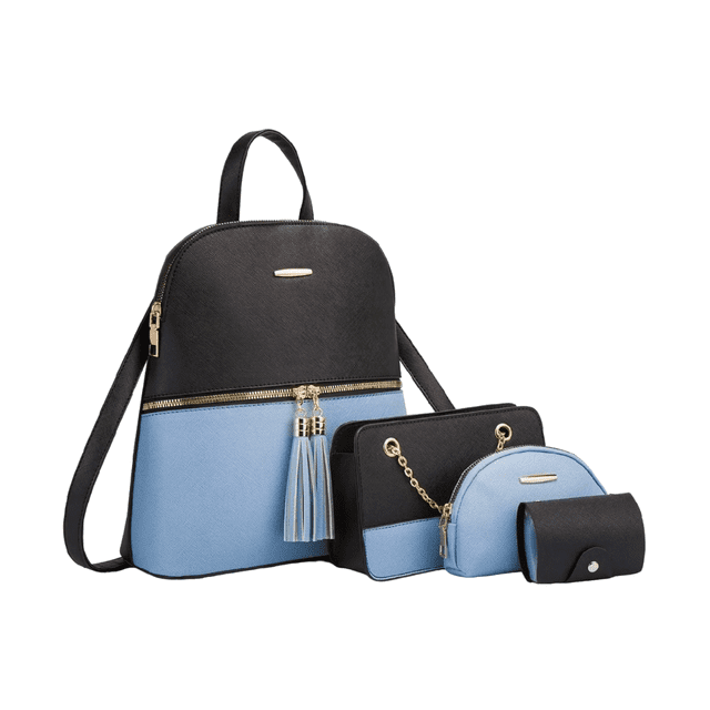 Conjunto de Mochilas Bolsas De Cuero 4 Piezas Azul Con Negro Malubero Mochilas Bolsas De Cuero