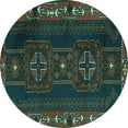 thumbnail image 1 of Ahgly Company Machine Washable Indoor Round Persian Turquoise Blue Traditional Area Rugs, 4' Round, 1 of 4