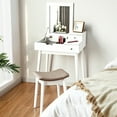thumbnail image 4 of Costway Coiffeuse Ensemble Table de Maquillage Miroir Rabattable Bureau Meuble Tabouret avec 2 Tiroirs Blanc, 4 of 10