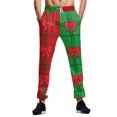thumbnail image 1 of MAWCLOS Men Straight Leg Christmas Print Trousers Running High Waist Sweatpants Red Green M, 1 of 4