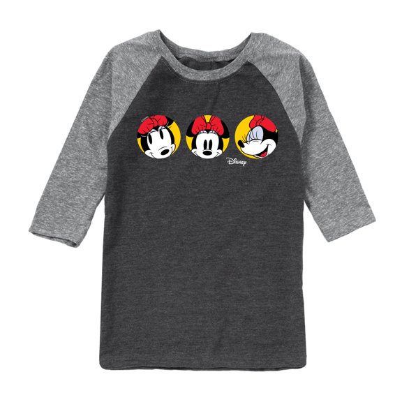 Disney - Mickey & Friends - Minnie Mouse - All the Faces of Minnie - Toddler And Youth Raglan Graphic T-Shirt