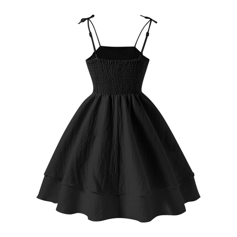 Xdegoge Girls formal Dress Ruched A Line Swing Teen Dresses Layered Tie  Shoulder Flowy formal Dresses Party Holiday Wedding Flower Girl Dress Black  6-8 Vestidos De Verano Para Nia - Walmart.com
