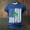 Blue, variant on Men's Worn‑Look Four‑Leaf Clover USA Flag Crew Neck Short Sleeve T‑Shirt, Lightweight Tops Black M