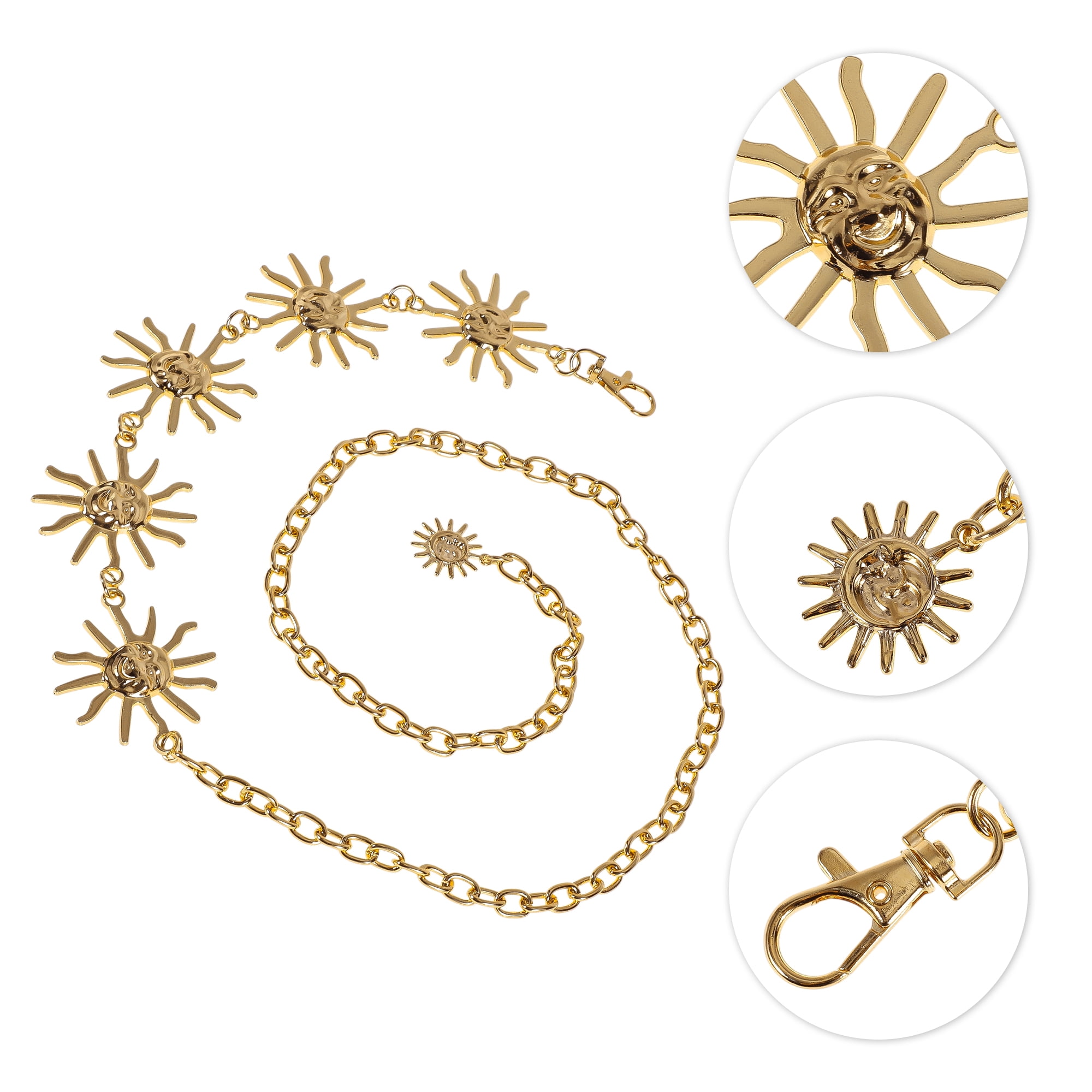 Unique Bargains Sun Pendant Adjustable Waist Belt 1Pc Stylish Accessory Gold Tone