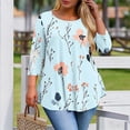 thumbnail image 4 of BangWanChi Women's Fashion Loose Fit 3/4 Sleeve T-Shirts Casual Printing Round Neck Plus Size Top, 4 of 5