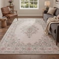 thumbnail image 2 of 2x3 Area Rug Machine Washable with Non Slip Backing, Low Pile Indoor Door Mat for Entryway, Entrance, Front Door and Bathroom, Floral Medallion Print Pattern, Dusty Blush, 2 of 5