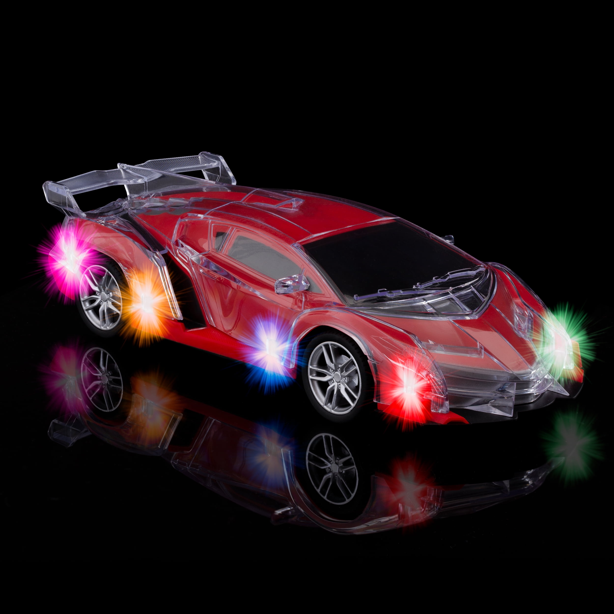 JoyAbit Big Light Up Remote Control Racing Car - 1:24 Scale Sports Car With Spectacular Dazzling Flashing LED Lights With Full Driving Functions Radio Control Vehicle