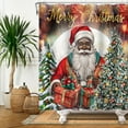 thumbnail image 3 of SUNOLIFE Merry Christmas Shower Curtain Black Xmas Santa Claus Waterproof Fabric Bathroom Curtain 72x72 in, 3 of 4
