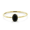 thumbnail image 3 of Gem Stone King 10K Yellow Gold Oval Black Onyx Engagement Ring for Women | 0.40 Cttw | Gemstone Birthstone, 3 of 7
