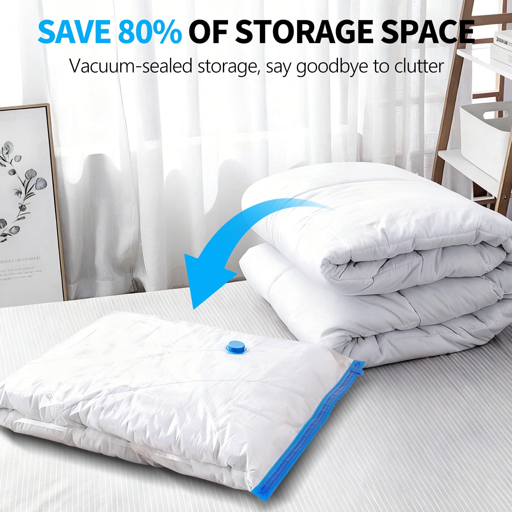 FUNXEE Vacuum Storage Bags 12 Pack with Electric Pump - Space Saver Travel & Seasonal Storage, Airtight Compression Bags for Clothes, Blankets, Bedding