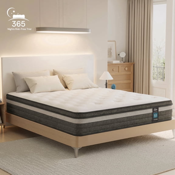 Spanspace 10" Twin Gel Memory Foam Hybrid Mattress with Pocket Springs, Medium Comfort, Pressure Relief and Motion Isolation, CertiPUR-US Certified, 100-Night Trial