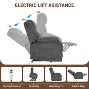LEGAHOME Power Lift Recliner for Elderly, Electric Easy Stand Assist Lift Chair without Heat and Massage, Senior Recliner Chair Home Theater Recliners for Living Room, 350 lbs Capacity, Gray