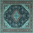 thumbnail image 1 of Ahgly Company Indoor Square Medallion Light Blue Traditional Area Rugs, 3' Square, 1 of 4