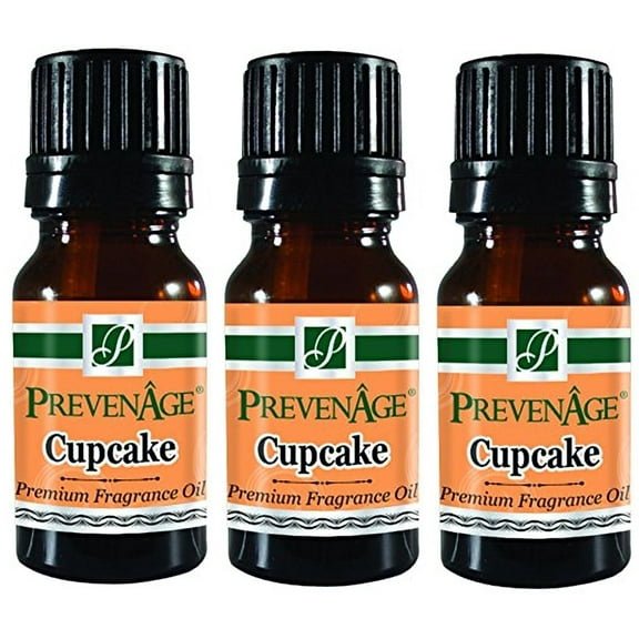 Cupcake Fragrance Oil Pack of 3 Aromatic Premium Grade Scented Perfume Oil 10 mL / .33 Oz by Prevenage - Set of 3